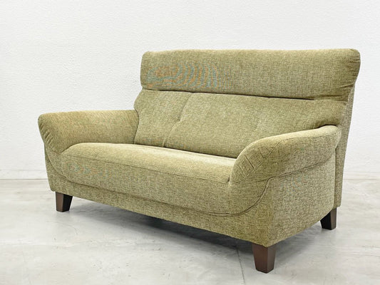 インターリバックス INTERLIVAX 馬場家具 フリード 2シーターソファ FREED Sofa ハイバック グリーン系ファブリック 廃盤 〓