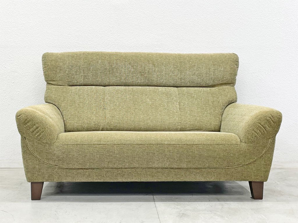 インターリバックス INTERLIVAX 馬場家具 フリード 2シーターソファ FREED Sofa ハイバック グリーン系ファブリック 廃盤 〓