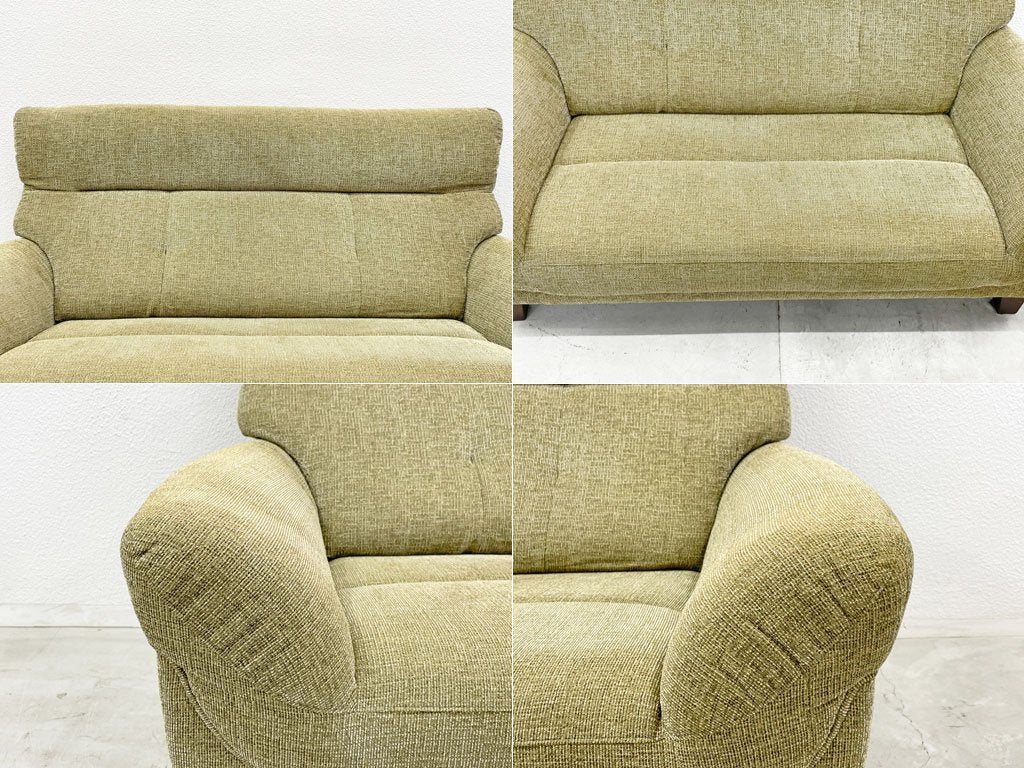 インターリバックス INTERLIVAX 馬場家具 フリード 2シーターソファ FREED Sofa ハイバック グリーン系ファブリック 廃盤 〓