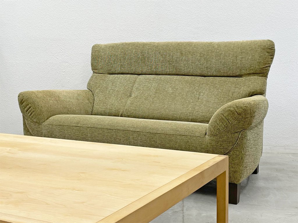 インターリバックス INTERLIVAX 馬場家具 フリード 2シーターソファ FREED Sofa ハイバック グリーン系ファブリック 廃盤 〓