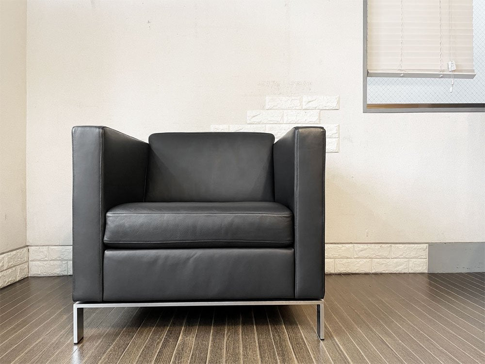 ウォルターノル WALTER KNOLL フォスター FOSTER 500 アームチェア 1Pソファ レザー 本革 ブラック ノーマン・フォスター 定価￥1,074,700- ◎