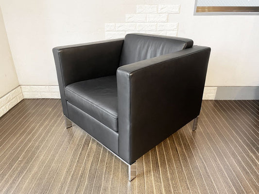 ウォルターノル WALTER KNOLL フォスター FOSTER 500 アームチェア 1Pソファ レザー 本革 ブラック ノーマン・フォスター 定価￥1,074,700- ◎