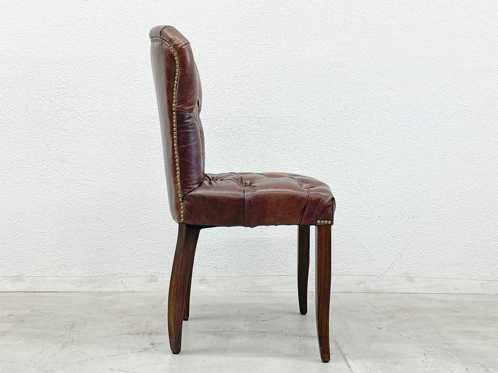 ハロ HALO チェスターチェア CHESTER CHAIR アンティークウィスキー antique whisky 本革 レザー ダイニングチェア A 美品 〓