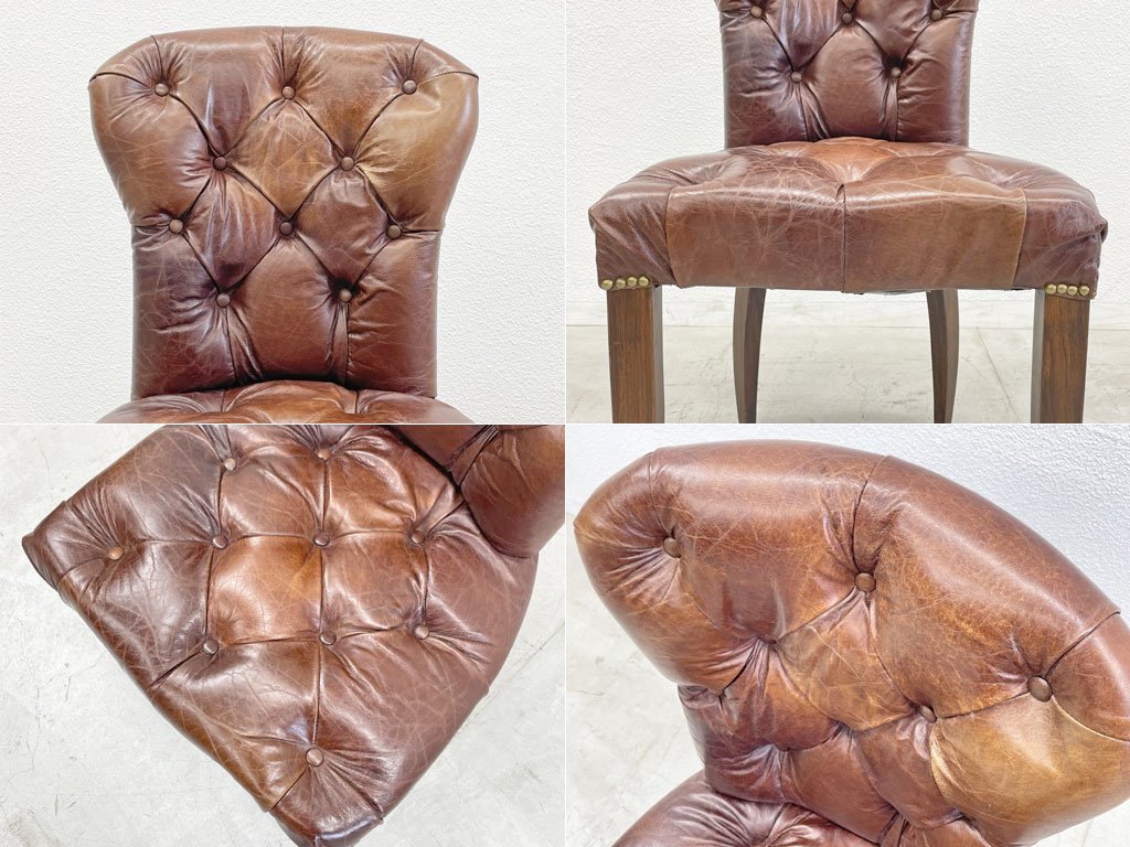 ハロ HALO チェスターチェア CHESTER CHAIR アンティークウィスキー antique whisky 本革 レザー ダイニングチェア A 美品 〓