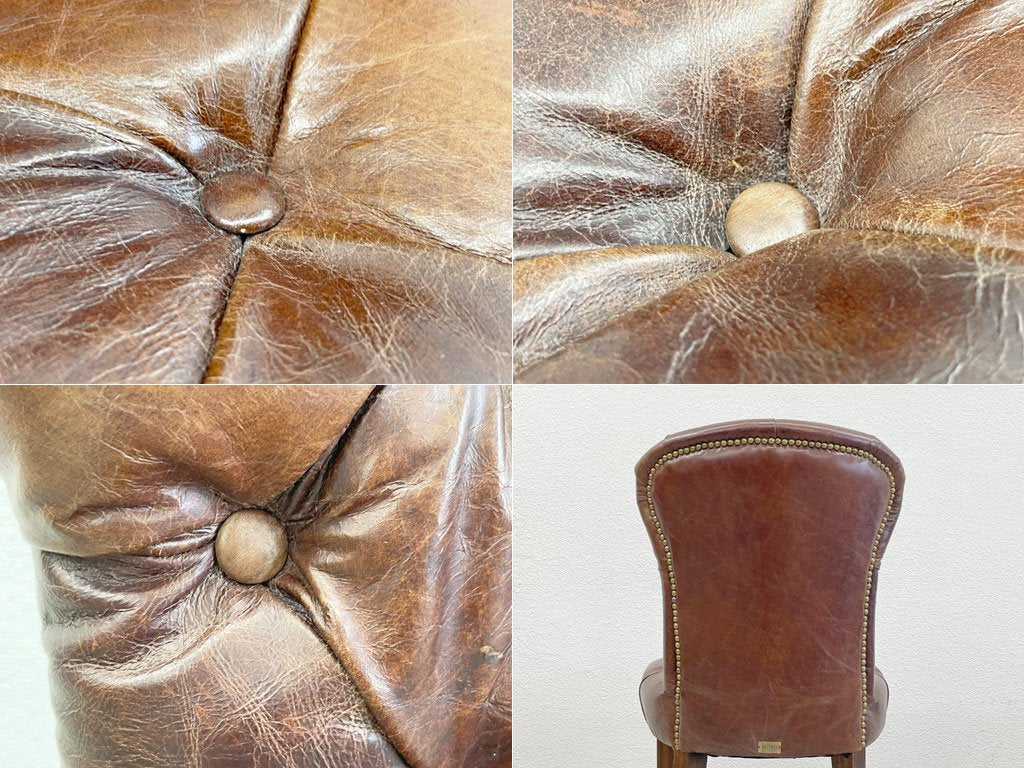 ハロ HALO チェスターチェア CHESTER CHAIR アンティークウィスキー antique whisky 本革 レザー ダイニングチェア A 美品 〓