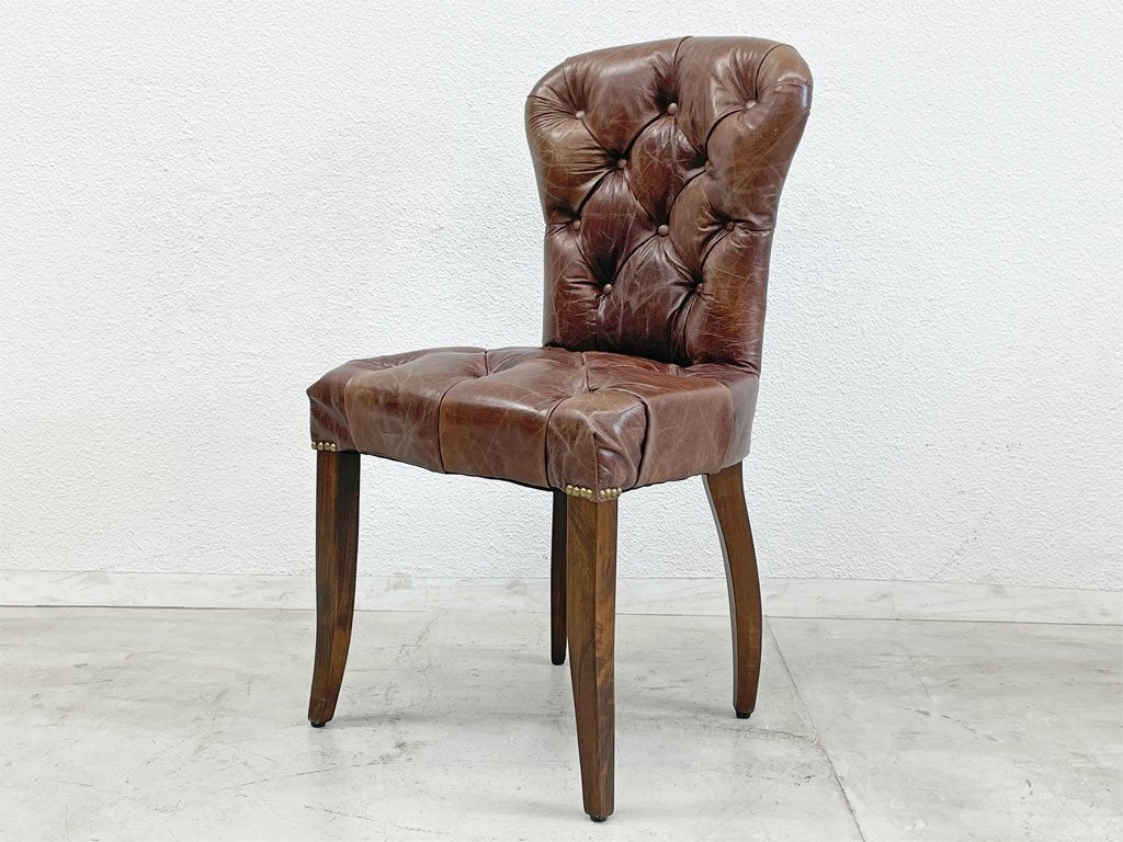 ハロ HALO チェスターチェア CHESTER CHAIR アンティークウィスキー antique whisky 本革 レザー ダイニングチェア B 美品 〓