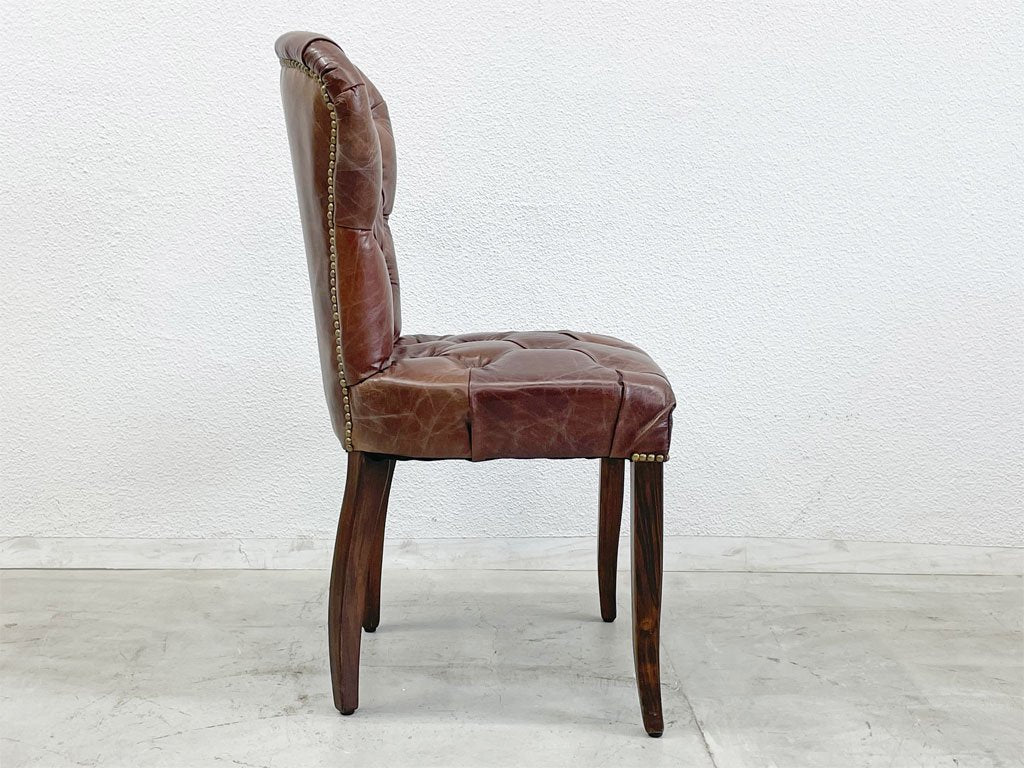 ハロ HALO チェスターチェア CHESTER CHAIR アンティークウィスキー antique whisky 本革 レザー ダイニングチェア B 美品 〓