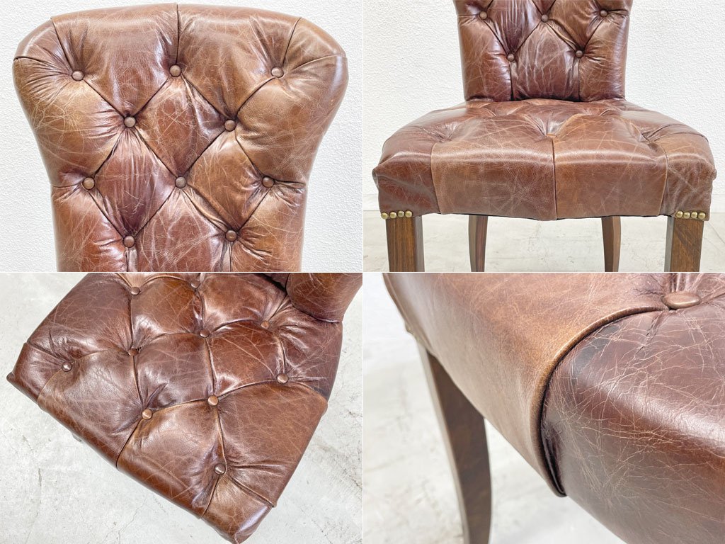 ハロ HALO チェスターチェア CHESTER CHAIR アンティークウィスキー antique whisky 本革 レザー ダイニングチェア B 美品 〓