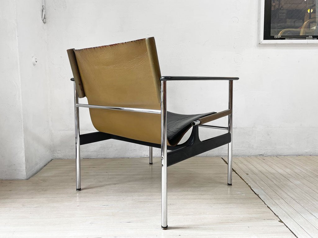 ノル Knoll ポロック ビンテージ スリングチェア Model 657 ポロックアームチェア Charles Pollock ラウンジチェア レザー 本革 ミッドセンチュリー ★