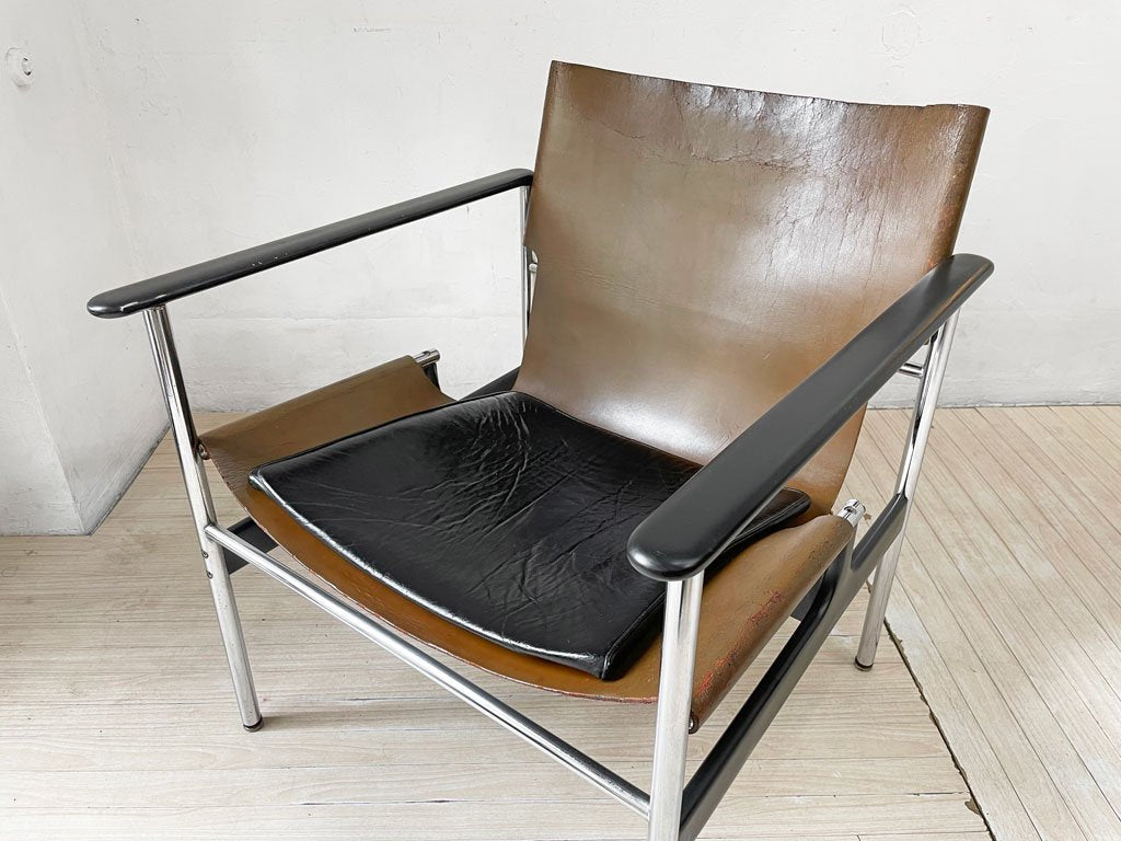 ノル Knoll ポロック ビンテージ スリングチェア Model 657 ポロックアームチェア Charles Pollock ラウンジチェア レザー 本革 ミッドセンチュリー ★