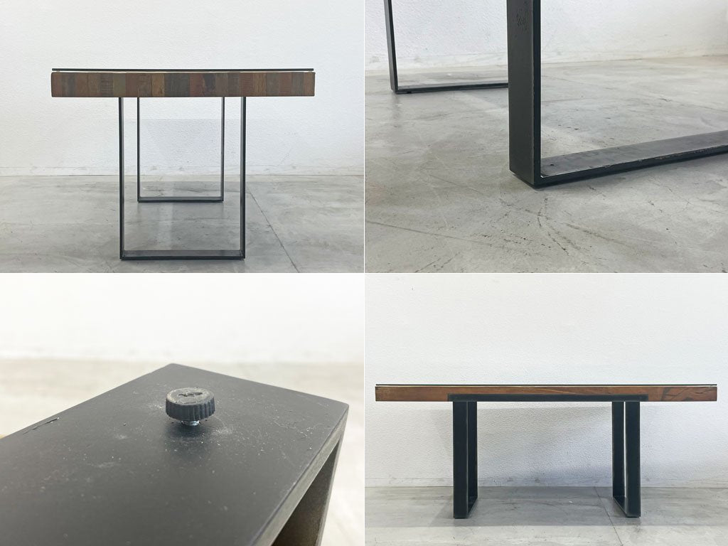 ビーナ bina グラハム ガラストップ ダイニングテーブル GRAHAM Glass top diningtable 古材 再構築 インダストリアル 定価 253,000円 〓