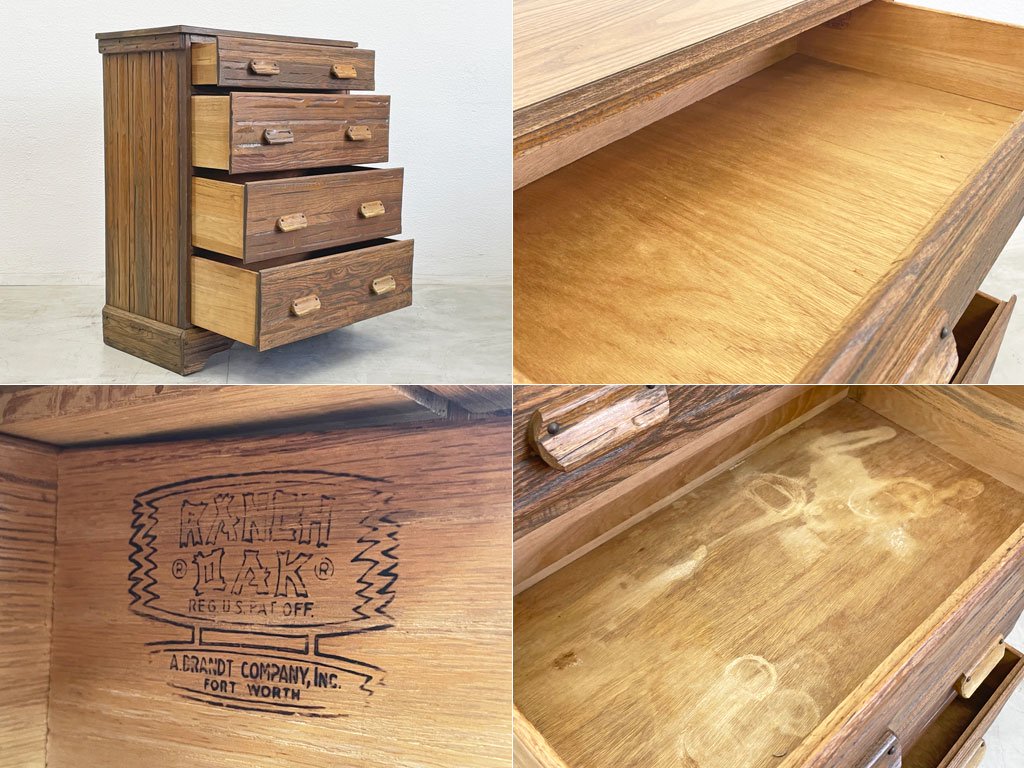 ランチオーク RANCH OAK A.BRANDT アメリカン ビンテージ チェスト US Vintage Chest 4段 アメリカンカントリー 米軍放出 〓