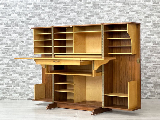 ニュークラフト New Craft ホームオフィス HOME OFFICE フォールディング ライティングビューロー デスク キャビネット マホガニー材×メープル材 UKビンテージ 希少 ●