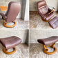 エコーネス EKORNES ストレスレス Stressless サンライズ クラシック Sサイズ リクライニングチェア コンピューターテーブル＆オットマン付き バティック ブラウン 本革 ♪