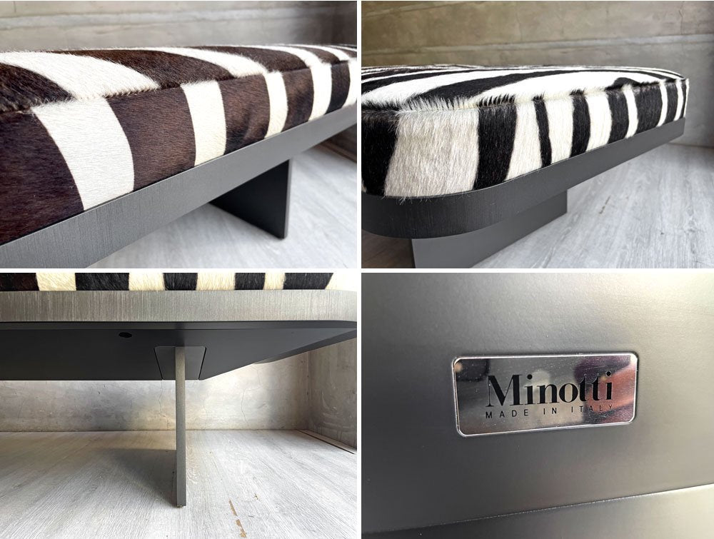 ミノッティ Minotti クライヴ CLIVE ベンチ W120cm ゼブラ本革 ロドルフォ・ドルドーニ 2019年モデル イタリア モダンデザイン 定価￥1,520,000- ♪