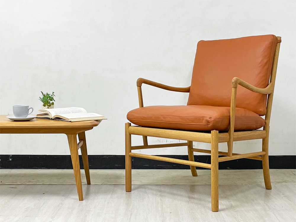 カールハンセン＆サン Carl Hansen & Son OW149 コロニアルチェア ラウンジチェア オーク材 オイル仕上げ THOR307 本革 オーレ・ヴァンシャー 北欧 デンマーク 美品 ●