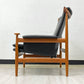 フランス＆サン France & Son ブワナチェア Bwana Chair ラウンジチェア チーク材 本革 ブラック フィン・ユール Finn Juhl デンマークビンテージ 北欧家具 美品 ●