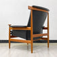 フランス＆サン France & Son ブワナチェア Bwana Chair ラウンジチェア チーク材 本革 ブラック フィン・ユール Finn Juhl デンマークビンテージ 北欧家具 美品 ●