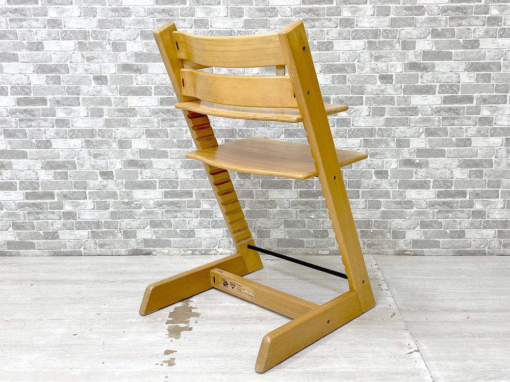 ストッケ STOKKE トリップトラップ TRIPP TRAPP ベビーチェア キッズチェア ナチュラル 木製ガード 革ベルト付 S/N0～ ノルウェー 北欧家具 ●