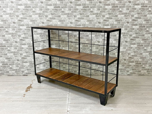 ジャーナルスタンダード ファニチャー journal standard Furniture カルビ CALVI WIDE SHELF ワイドシェルフ 3段 古材 アイアン インダストリアル ●