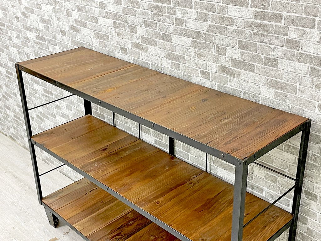 ジャーナルスタンダード ファニチャー journal standard Furniture カルビ CALVI WIDE SHELF ワイドシェルフ 3段 古材 アイアン インダストリアル ●