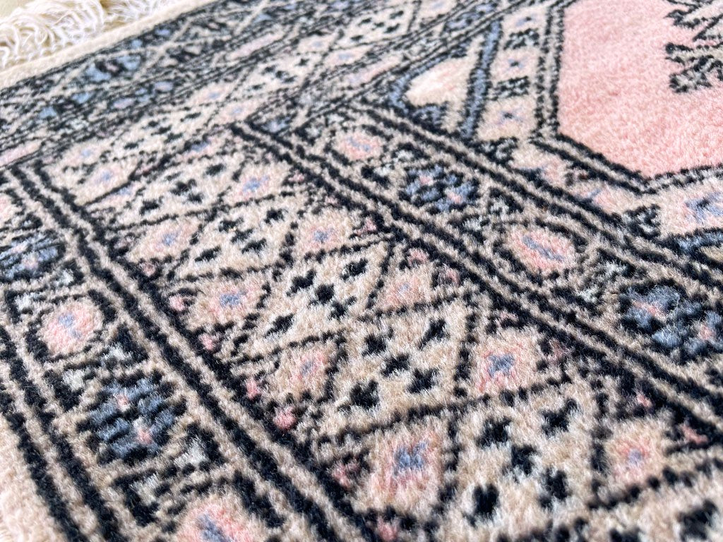 ビンテージラグ vintage rug トライバルラグ ウール 手織り ジャルダン柄 サーモンピンク アフガニスタン 約138×78cm ◇