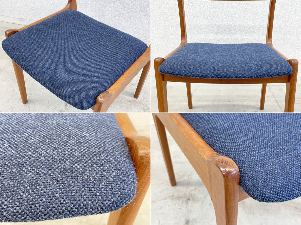 北欧ビンテージ Scandinavian vintage チーク材 ダイニングチェア 座面張替済 NC生地 ネイビーブルー スカンジナビアン ビンテージ B 〓