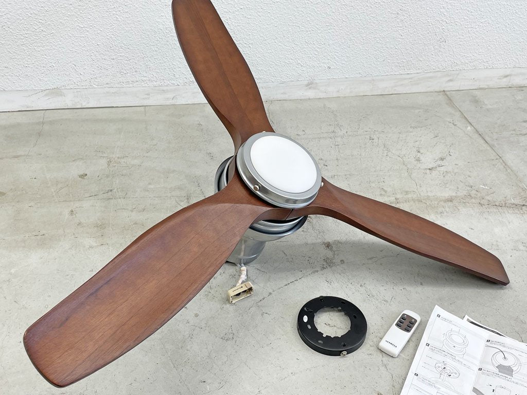 ハモサ HERMOSA KAMAKURA バル ウッド シーリングファン BAR WOOD CEILING FAN ヴィンテージグレー×ウォールナット LED照明 リモコン操作 〓