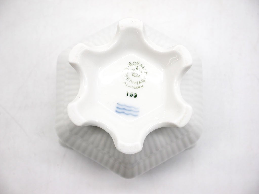 ロイヤルコペンハーゲン Royal Copenhagen ホワイトフルーテッド フルレース White Fluted Full Lace シュガーボウル ポット M デンマーク 北欧食器 希少 ●