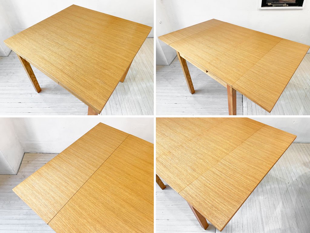 無印良品 MUJI エクステンション ダイニングテーブル タモ材 W80-130cm 伸長式 ナチュラル シンプルデザイン 廃番 ★