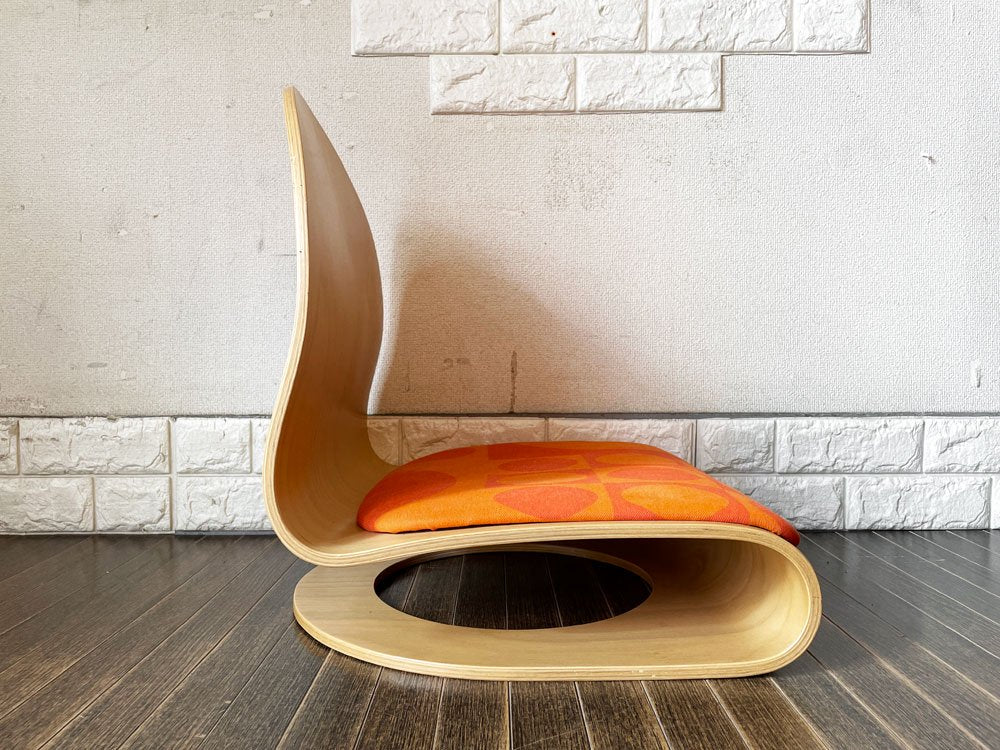 フリッツベッカー Fritz Becker タタミチェア Tatami Chair ビーチ材 ナチュラル ジオメトリックファブリック オレンジ 座面張替済 ヴェルナー・パントン ドイツ ◎