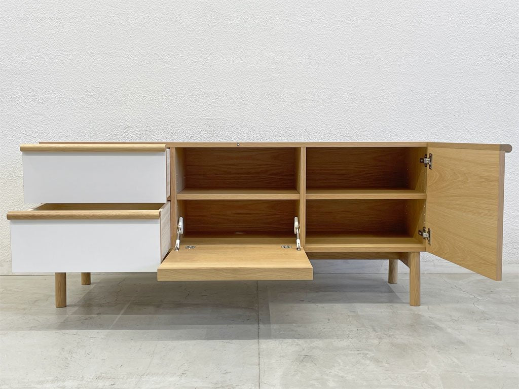 イデー IDEE スティルト サイドボード L STILT SIDEBOARD L ナチュラル×ホワイト オーク材 マリナ・ボーティエ 展示品相当 定99,000円 〓