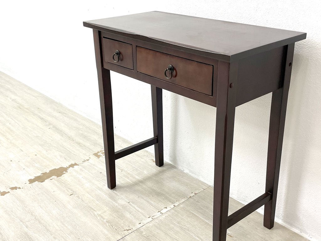 チェリー CHERRY 桜屋工業 ホームデイ HOMEDAY レタルデスク Letal Desk コンソールテーブル 机 抽斗2杯 天然木 ラッカー塗装 ダークブラウン W72 廃番 ●