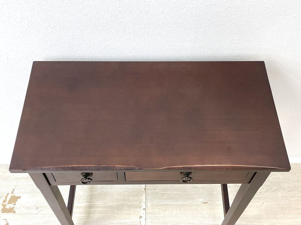 チェリー CHERRY 桜屋工業 ホームデイ HOMEDAY レタルデスク Letal Desk コンソールテーブル 机 抽斗2杯 天然木 ラッカー塗装 ダークブラウン W72 廃番 ●