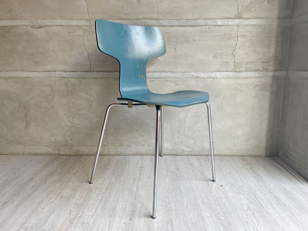 フリッツハンセン Fritz Hansen FH3103 Tチェア ブルー系 アルネ・ヤコブセン 60s ビンテージ 希少 現状品 ♪