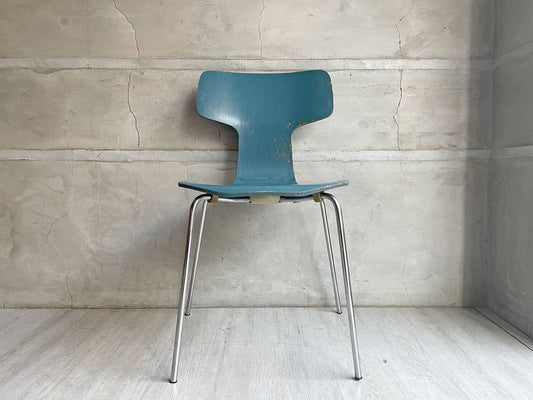 フリッツハンセン Fritz Hansen FH3103 Tチェア ブルー系 アルネ・ヤコブセン 60s ビンテージ 希少 現状品 ♪