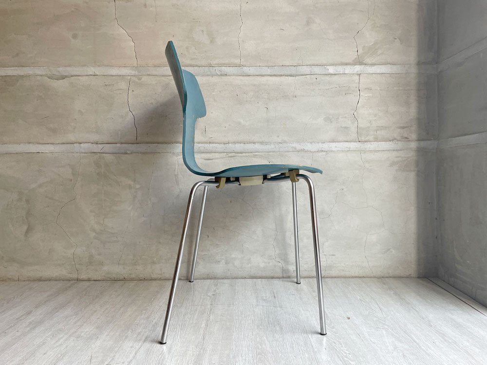 フリッツハンセン Fritz Hansen FH3103 Tチェア ブルー系 アルネ・ヤコブセン 60s ビンテージ 希少 現状品 ♪