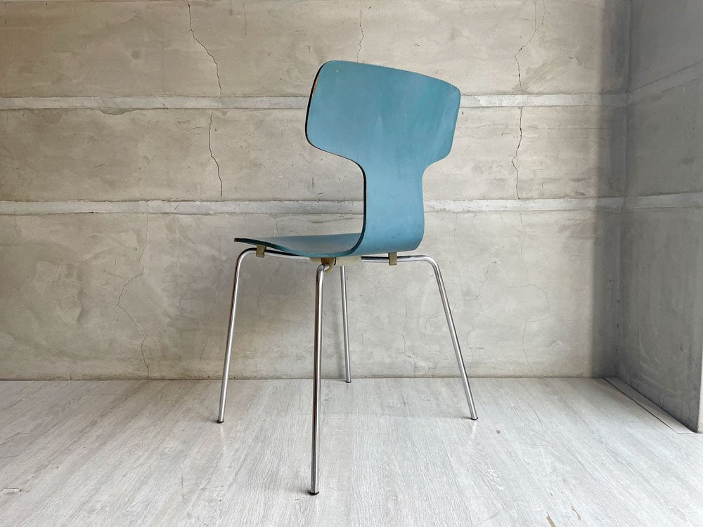 フリッツハンセン Fritz Hansen FH3103 Tチェア ブルー系 アルネ・ヤコブセン 60s ビンテージ 希少 現状品 ♪