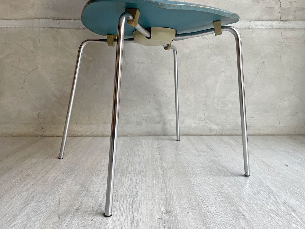 フリッツハンセン Fritz Hansen FH3103 Tチェア ブルー系 アルネ・ヤコブセン 60s ビンテージ 希少 現状品 ♪