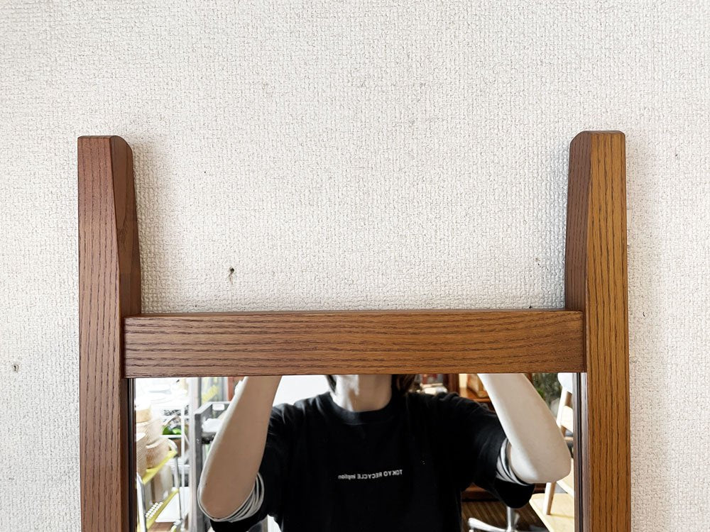 イデー IDEE スレイ SLEIGH MIRROR スタンドミラー 姿見 タモ無垢材 アントンブラウン H165cm 立て掛け式 定価￥35,100- ◎