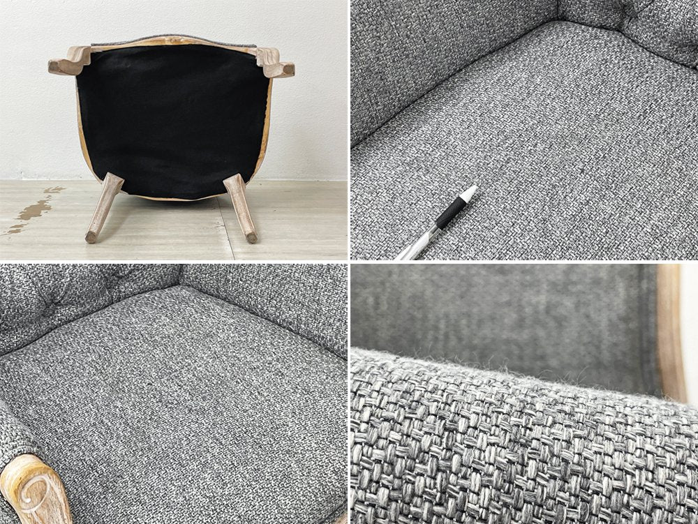 ガルト GART モッシュ mosh シリーズ セッコチェア SECCO CHAIR 1Pソファ ラウンジチェア アーム ファブリック ラバーウッド グレー クラシカル 定価￥26,399- A ●