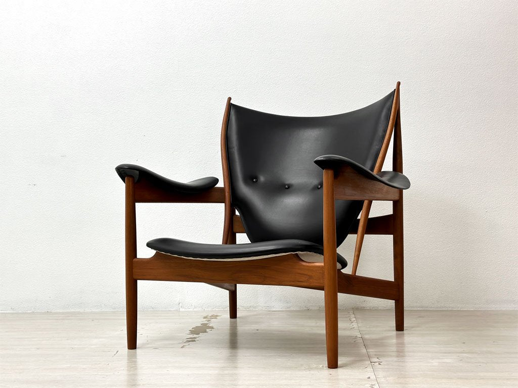 ワンコレクション Onecollection チーフテン チェア Chieftain Chair ラウンジチェア チーク材 本革 ブラック フィン・ユール Finn Juhl 北欧 デンマーク ●