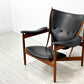 ワンコレクション Onecollection チーフテン チェア Chieftain Chair ラウンジチェア チーク材 本革 ブラック フィン・ユール Finn Juhl 北欧 デンマーク ●