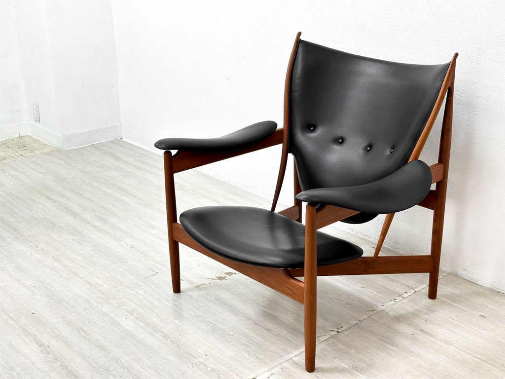 ワンコレクション Onecollection チーフテン チェア Chieftain Chair ラウンジチェア チーク材 本革 ブラック フィン・ユール Finn Juhl 北欧 デンマーク ●