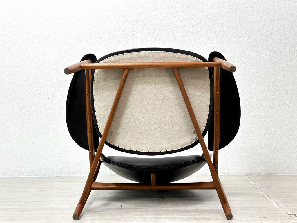 ワンコレクション Onecollection チーフテン チェア Chieftain Chair ラウンジチェア チーク材 本革 ブラック フィン・ユール Finn Juhl 北欧 デンマーク ●