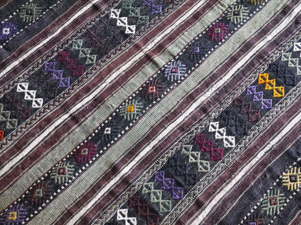 ビンテージ Vintage オールドキリム バルケスィル カリヨラ ジジム織 ラグ 215cm×133cm 手織り絨毯 ■