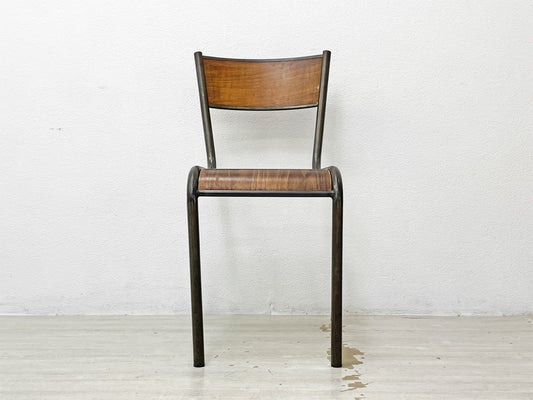 フランスビンテージ French Vintage Mullca 510 chair メタル×プライウッド スタッキング スクールチェア 工業系 フェール トラヴァイユ FER TRAVAIL 購入 ●