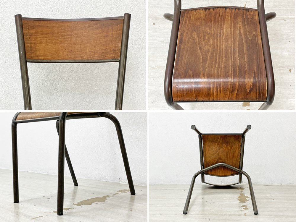 フランスビンテージ French Vintage Mullca 510 chair メタル×プライウッド スタッキング スクールチェア 工業系 フェール トラヴァイユ FER TRAVAIL 購入 ●