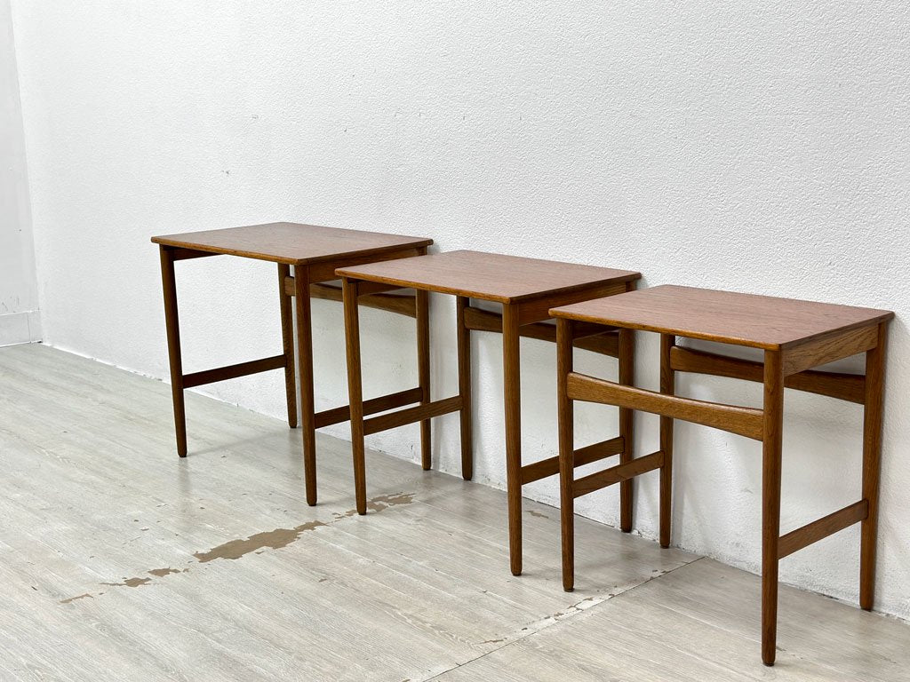 アンドレアス・タック Andreas Tuck ネストテーブル AT-40 チーク×オーク材 ハンス J.ウェグナー Hans J. Wegner 北欧ビンテージ ●