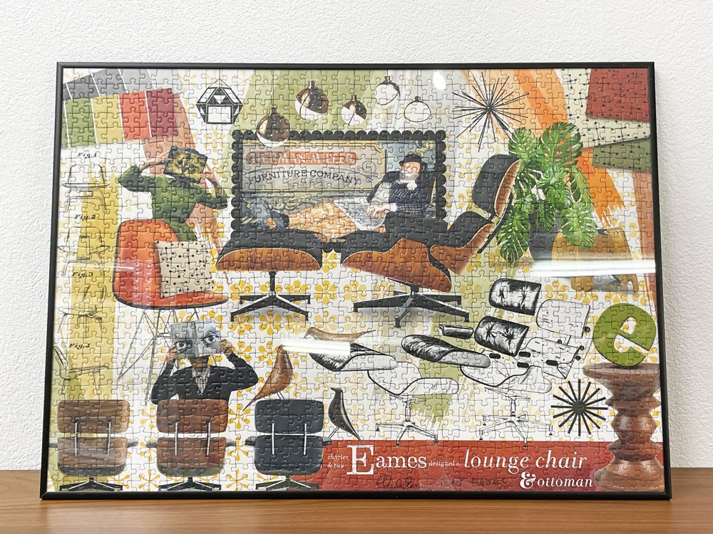 ラベンスバーガー Ravensburger ジグソーパズル 1000ピース イームズ・クラシック・デザインズ ラウンジチェア C&R.イームズ Eames アートパネル 額装品 ●